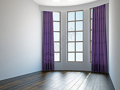 有窗口的空房间装饰住宅艺术房子大厅木板窗户阳光窗帘地面图片