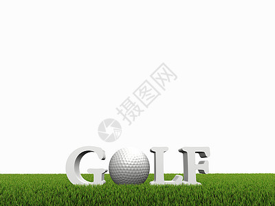 绿色草上高尔夫概念高尔夫球白色运动竞争力竞赛竞争俱乐部课程渲染器公平竞争图片