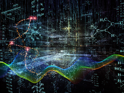 虚拟科学公式知识数字火花流动矩阵轻轨网格逻辑消失背景图片