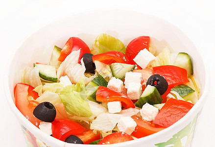希腊沙拉营养胡椒叶子饮食蔬菜美食盘子餐厅食物午餐图片