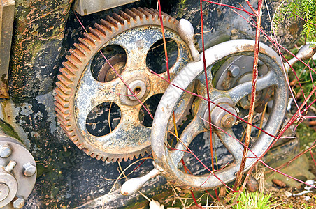 生锈的轮式车轮命令工业齿轮蟋蟀传动轴齿条轮机器历史鞭策图片
