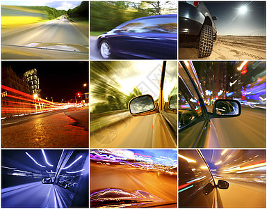 不同公路上快速行驶的汽车撞车窗户闪光灯交通海滩镜子运输司机街道路线城市图片