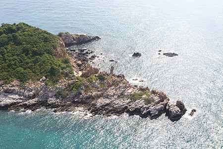 高角观泰国惊人的海景 广受欢迎的沙滩地平线视角冲浪海浪海岸线假期旅游季节天堂风景图片