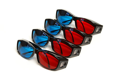 3D 玻璃镜片乐趣红色眼镜闲暇娱乐青色塑料框架技术图片