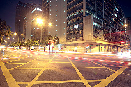 现代城市 晚上有高速公路交通 香港州康速度市中心车辆运动摩天大楼旅游建筑商业场景旅行图片