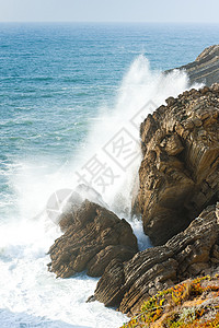 葡萄牙埃斯特雷马杜拉圣佩德罗德莫埃尔悬崖海浪风景海洋岩石肋骨世界支撑外观海岸冲浪图片