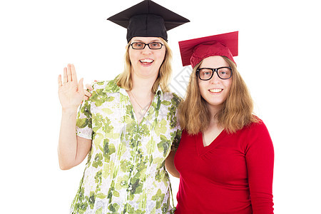 两个快乐的女毕业生大学生女士微笑脑力学期学士女性奖学金成功大学图片