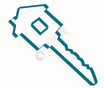 蓝色地产安全担保金钥匙建筑白色抵押贷款房子金属解决方案住房插图图片