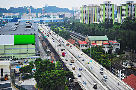 新加坡的高速公路商业天线建筑运动树木首都交通运输旅行摩天大楼图片