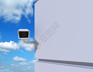 安全摄像头环绕街角技术镜片犯罪电缆蓝色天空视频场景监视电视图片
