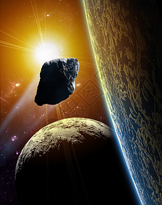 宇宙中行星上小行星攻击宇宙中的行星 摘要i星系碰撞世界太阳卫星科学墙纸石头流星彗星图片