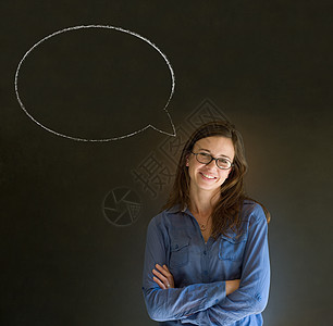 女人有粉白的言语 泡泡谈空谈演讲人士商务老师女士教育学生商业黑色说话图片