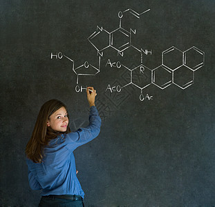具有粉笔背景的学习科学或化学教师学校演讲课堂老师女性教育解决方案学生教学女士图片