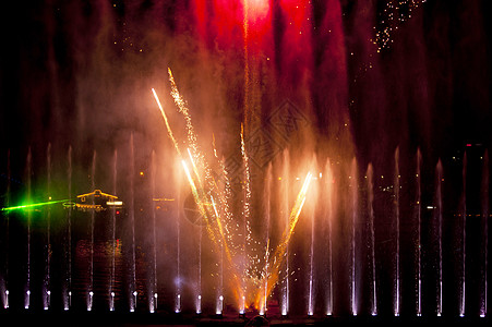 水和火烟花喷泉灯光派对激光效果狂欢展示光效周刊图片