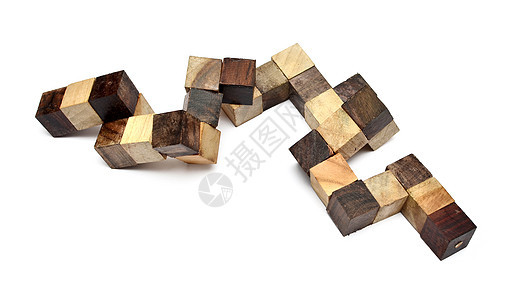白色背景的木板块形图案拼图玩具黑色智力学习木头教学正方形盒子教育立方体图片