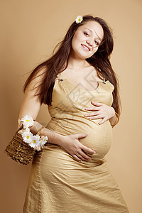 怀孕快乐女士家庭几个月母性父母女孩裙子花朵福利图片