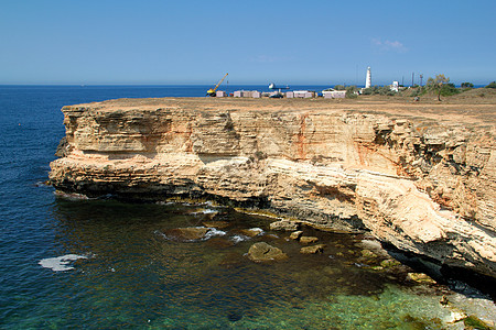 落岩悬崖 黑海海岸石灰石海洋海岸边缘风景地质学支撑海岸线地平线海湾图片