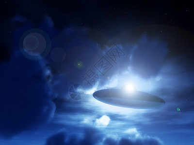 UFO 夜间机器星星天空空气速度多云光盘蓝色飞船车辆图片