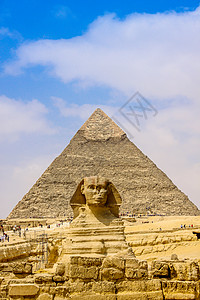斯芬克斯和埃及伟大的金字塔建筑学纪念碑文化雕塑旅游旅行假期石头建筑游客图片