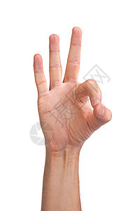 手正在显示白上隔离的确定符号表决手臂身体协议喜悦手势男性商业拇指棕榈图片