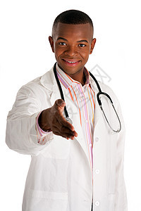 医生准备握手护士外套健康保健男性男人临床医生微笑黑色手势图片