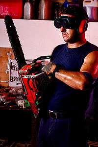 男性机械技工车库润滑脂工人店铺商业风镜齿轮套装蓝色工具图片