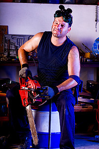 男性机械技工工程师维修工具车库润滑脂力量职业套装齿轮蓝色图片