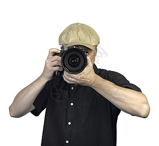 男人的手握着摄像机职业照片成人记者男性桌子就业摄影师爱好相机背景图片
