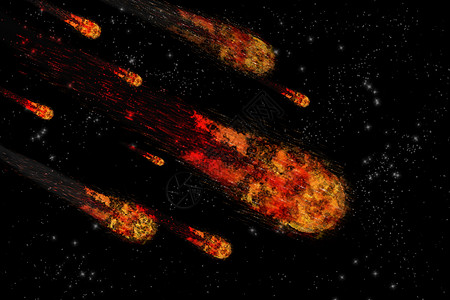 恒星场抽象背景中的小行星和地球行星 Illu天空陨石世界末日破坏星星天文学轨道墙纸烧伤彗星图片
