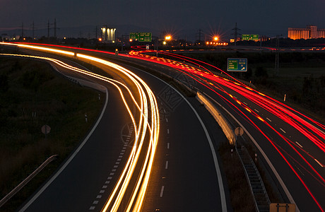 夜间高速公路  长时间曝光  汽车灯光线景观运动街道运输交通车道生活辉光场景旅游图片