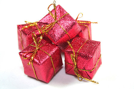 圣诞礼物金子礼物棕色包装纸包装丝带惊喜红色图片