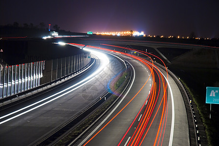 夜间高速公路  长时间曝光  灯光线城市场景汽车市中心交通景观建筑旅行车道运输图片