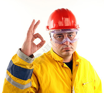 工人承包商手套手势男人头盔男性安全拇指技术员手指图片