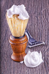 泡沫和刷子化妆品用品理发师奶油瓷碗肥皂身体皮肤剃须刀刀刃图片