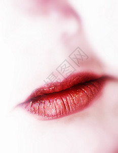 红色嘴唇女孩化妆品女性女士皮肤宏观口红奢华魅力图片