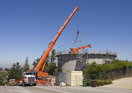 起重起重机建筑学商业建筑蓝色金属机器天空货物吊装水泥图片