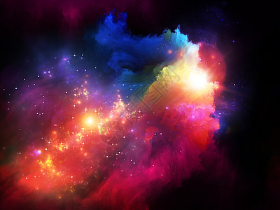 色彩多彩的分形绘画想像力帆布科幻构思宇宙天堂渲染星云墙纸作品图片