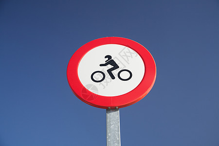 禁止的标志红色警告摩托车白色交通驾驶信号司机蓝色圆圈图片