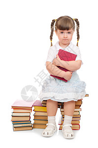 有书的小女孩女孩学习知识地面家庭作业孩子学校女学生教育女性图片
