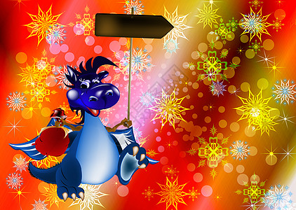 黑暗蓝龙新年是2012年的象征快乐礼物空气幸福卡片红色蓝色气泡新年童话图片