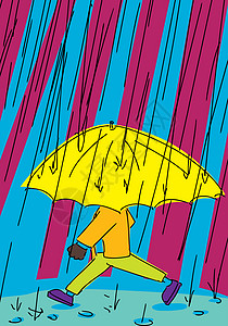 在雨中行走的人图片