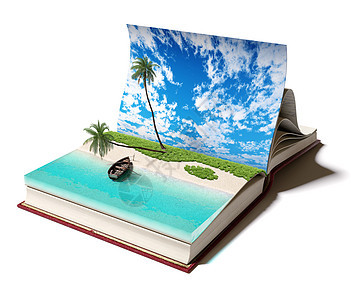 具有热带岛屿的书本图片