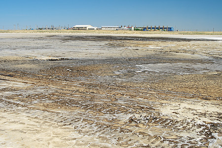 盐湖湖野营沙漠土地脱水地形荒野蓝色建筑盐水地平线图片