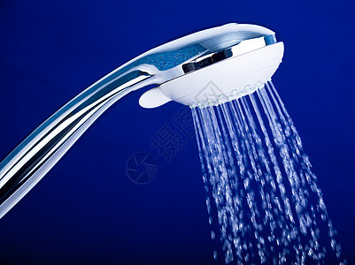 阵雨器金属运动合金洗澡卫生跑步管道治具浴缸蓝色图片