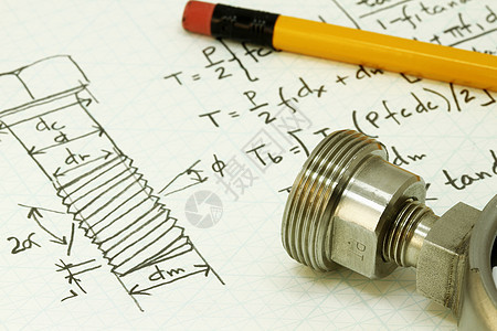 机器设计金属工程师公式铅笔坚果机械工程草图数学计算图片