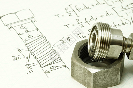 机器设计工程师部分计算绘画方程橡皮草图坚果数学机械图片