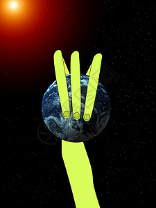 世界的异形手臂抓起世界地球推翻统治圆圈星星天空外星人陆地概念宇宙背景图片