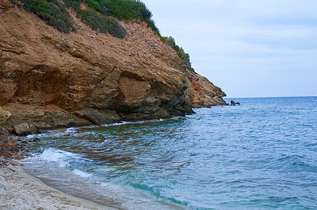 爱琴海海岸美丽海景地平线海岸线风景石头晴天旅游天空蓝色图片