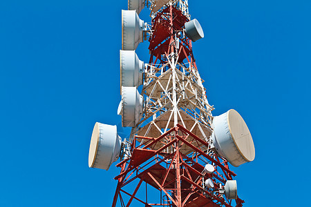 通讯塔蓝色波浪播送收音机细胞电视发射机数据卫星网络图片