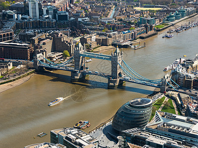 塔楼桥和伦敦市政厅航空视图地标建筑英语首都王国权威国家鸟瞰图大厅建筑学图片